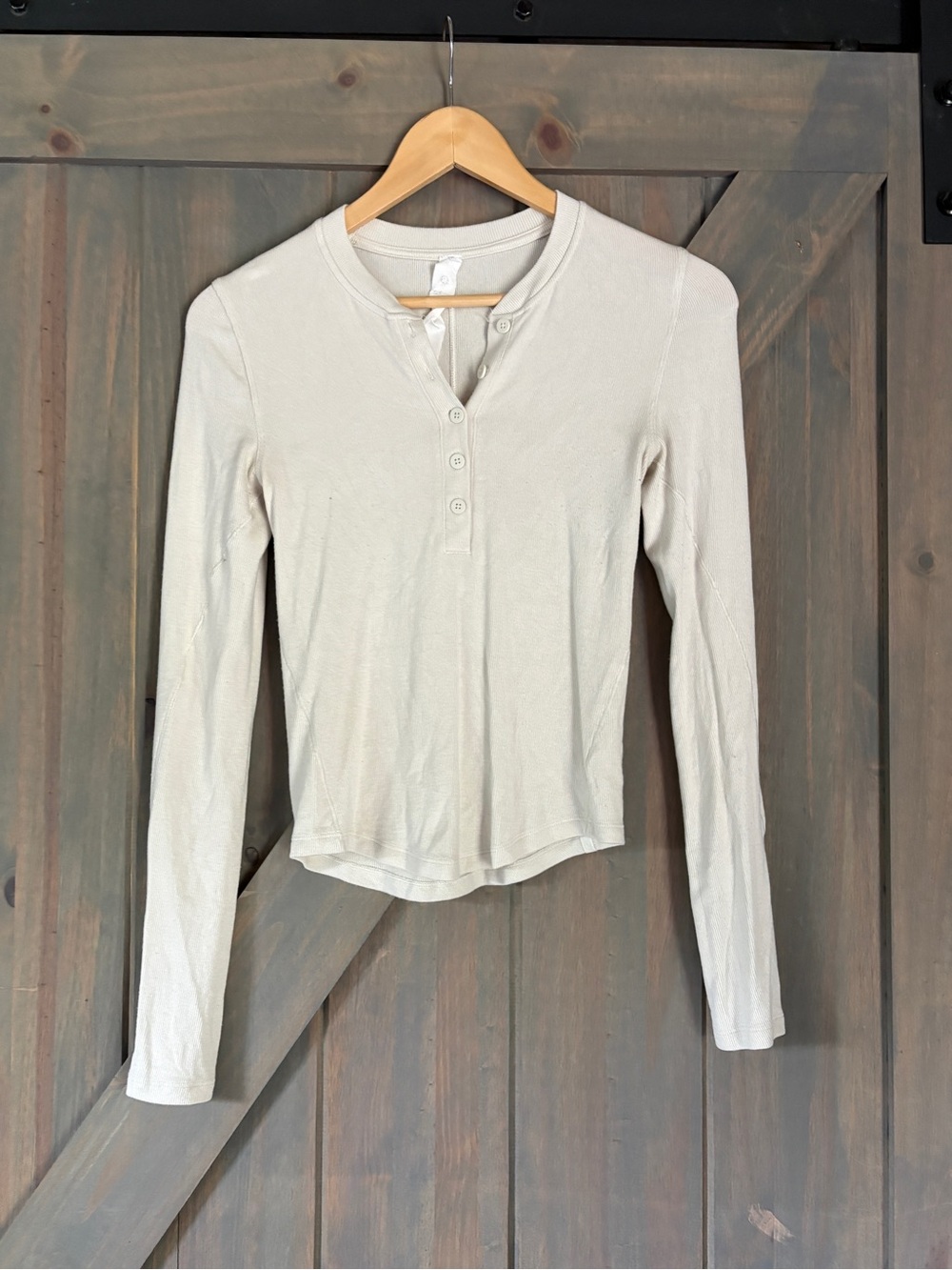 lululemon athletica Long-Sleeve Button Henley in Light Beige